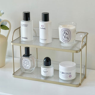 Striped Desktop Two-Tier Storage Rack