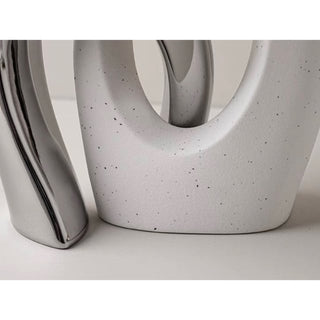 piece set White x Silver Ceramic Flower Vase