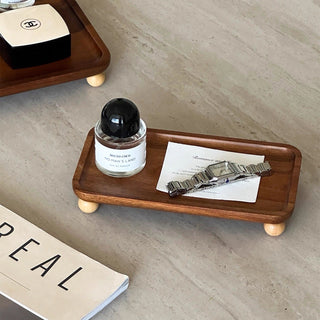 Legged Acacia Wood Rectangular Tray 2 Sizes  Accessory Tray