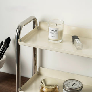Stainless steel silver frame two-tier storage rack
