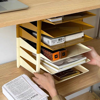 Three-tier stacking A4 file tray document storage