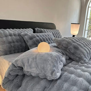 Blue Gray Fluffy and Soft Duvet Cover Set 2 Sizes  Bed Cover Bedding Cover