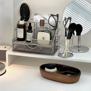 Steel Mesh Drawer Cosmetic Storage Multi-Rack Silver