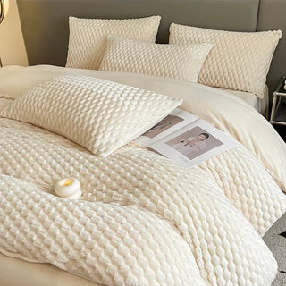 3D Pattern Soft Flannel Duvet Cover Set  Bed Cover Bedding Cover