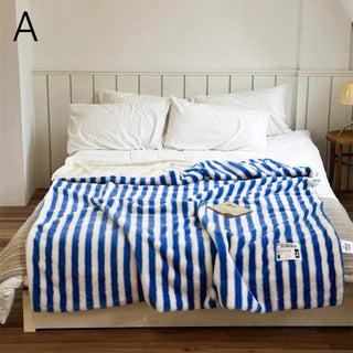 Wide Stripe Pattern Fluffy Soft Blanket  150 x 200 cm Blanket Throw