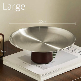 Wood Legged Stainless Steel Silver Tray 2 Sizes  Stand Storage