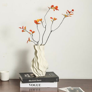 Twist Pleated Design Matte Color Flower Vase  Ceramic Vase Object