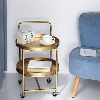 Gold Castered Tier Tray Wagon Storage Cart