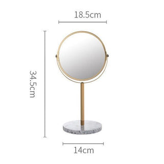 Round Marble Gold Stand Double-Sided Mirror