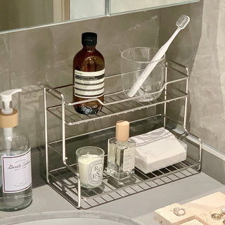 Stainless steel two-tier simple storage rack silver spice rack