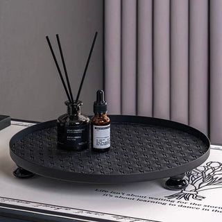 Iron Braided Leather Big Round Tray