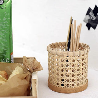 Rattan Kagome Weave Brush Stand Multi-Pot