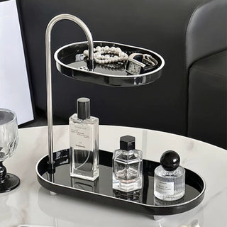 Top Slide Oval Two-Tier Tray   Cosmetics Storage Perfume Storage Tray