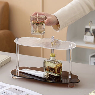 Acrylic Cloud-Shaped Two-Tier Rack  Cosmetic Storage Tray