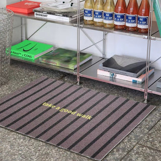 Striped Pattern Message Entrance Mat  50 x 80 cm Mud Removal