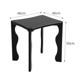Black Wave Leg Square Compact Side Table