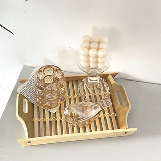 Bamboo Rectangular Tray with Handles Small Item Container