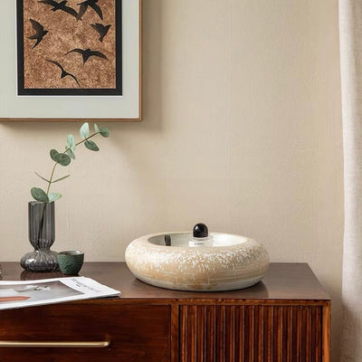 Natural Ceramic Round Big Tray