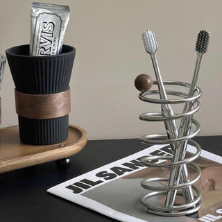Woodball Stainless Steel Spring Brush Stand  Pen Holder