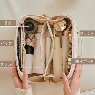 Quilted Large Capacity Cosmetic Storage Pouch  Travel Pouch