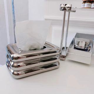 Ceramic Three-Tier Chubby Tissue Case Silver