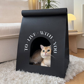 Paper bag style cat housein . Cat house scratching post foldable.