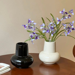 Monochrome Plump Ceramic Flower Vase