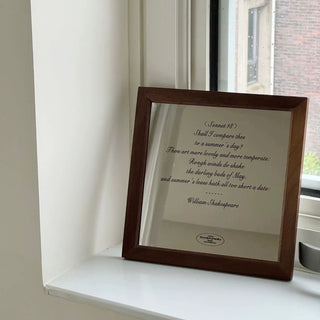 Wood Frame Square Lettering Mirror  Mirror Tray Art