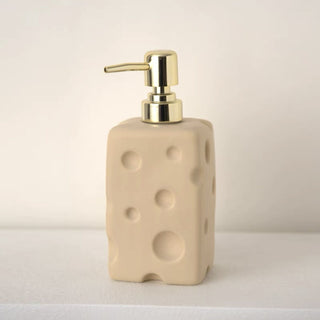 Cheese motif ceramic dispenser refillable bottle