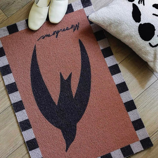 Swallow pattern entrance mat 60x90 mud-removing mat brown