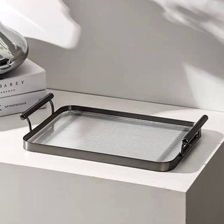 Metallic Clear Stripe Pattern Tray  Storage
