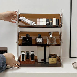 Acrylic Clear Slanted Three-Tier Cosmetic Storage Rack Perfume Storage
