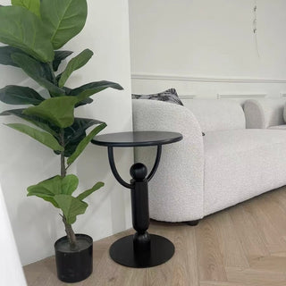 Modern Black Iron Round Compact Side Table