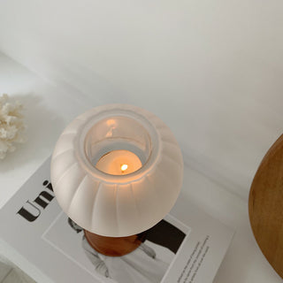 Matte Color Glass Candle Holder Brown