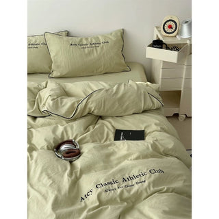 Plain Piping Lettering Duvet Cover Set