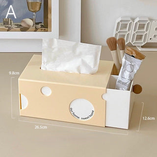 Cheese motif multi-functional tissue case   also suitable for storing remote controls and small items.