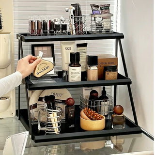 Three-tiered Perfume & Cosmetics Display Iron Storage Open Rack