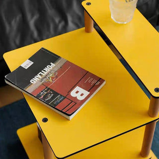 With casters transformable four-tier yellow storage rack side table wagon