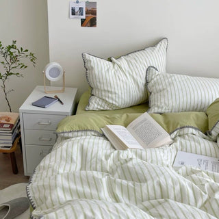 Stitch Color Stripe Cotton Duvet Cover Set