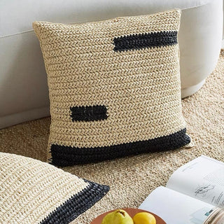 Straw material Monotone cushion cover 2 types  45 x 45 cm