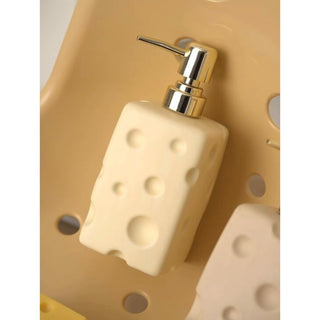 Cheese motif ceramic dispenser refillable bottle