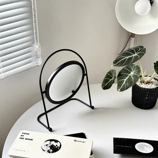 Iron Frame Round Rotating Mirror  Tabletop Mirror