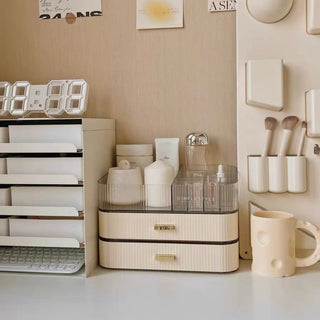 Two-tier drawer & open cosmetic storage unitin  .
