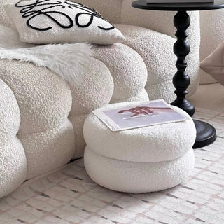 Boucle Round Two-Tier Stool Ottoman Height 22cm