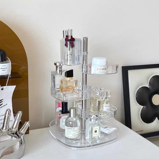 Clear Acrylic Multi-Tier Rotating Rack for Cosmetics Storage