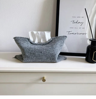 Gray Simple Knit Tissue Case Tissue Cover