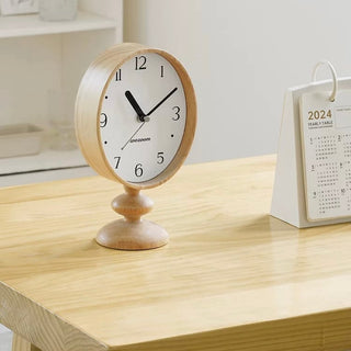 Oval-shaped Retro Wood Stand Clock