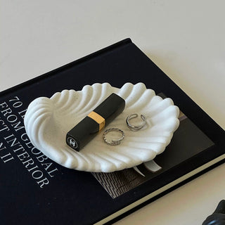 Matte Monotone Shell Motif Ceramic Accessory Tray