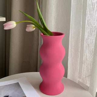 Wavy Matte Color Ceramic Flower Vase