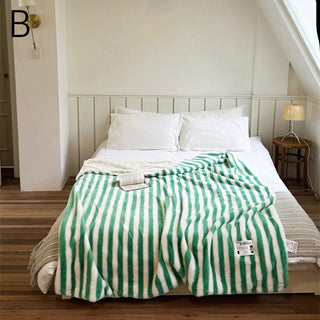 Wide Stripe Pattern Fluffy Soft Blanket  150 x 200 cm Blanket Throw